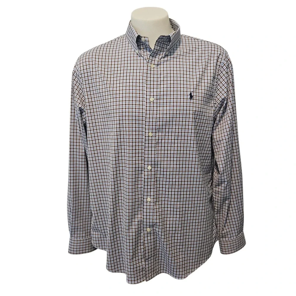 Polo Ralph Lauren Men's XL‎ Classic Fit Performance Plaid Oxford Shirt Preppy